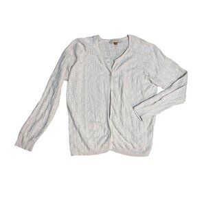 Downeast Womens XL Light Gray Textured Cardigan Sweater 1674